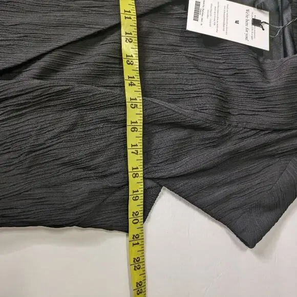 NEW MM LaFleur Valerie Wrap Top 1X Pleated Jersey Crepe Black Cap Sleeve - Picture 9 of 13